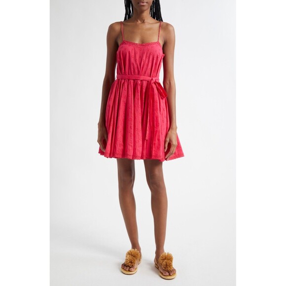 Ulla Johnson Dresses & Skirts - Ulla Johnson Beatriz Dot Jacquard Cotton Dress Size 6 NWT Tie Waist Full Skirt